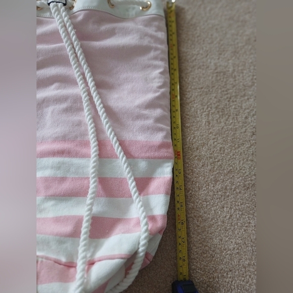 Victoria Secret Pink Striped Cinch Drawstring Tote Backpack - Picture 8 of 8